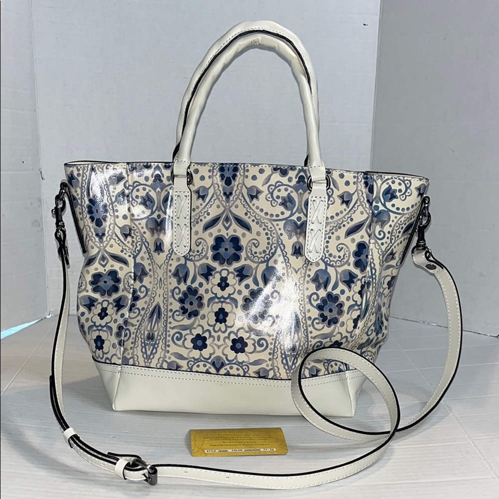 Patricia Nash Blue and Cream Crossbody Bag